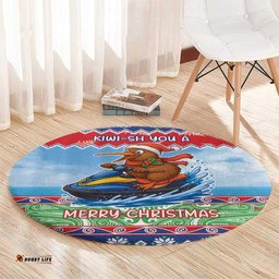 New Zealand Christmas Round Carpet Funny Jet Ride Kiwi Xmas LT05