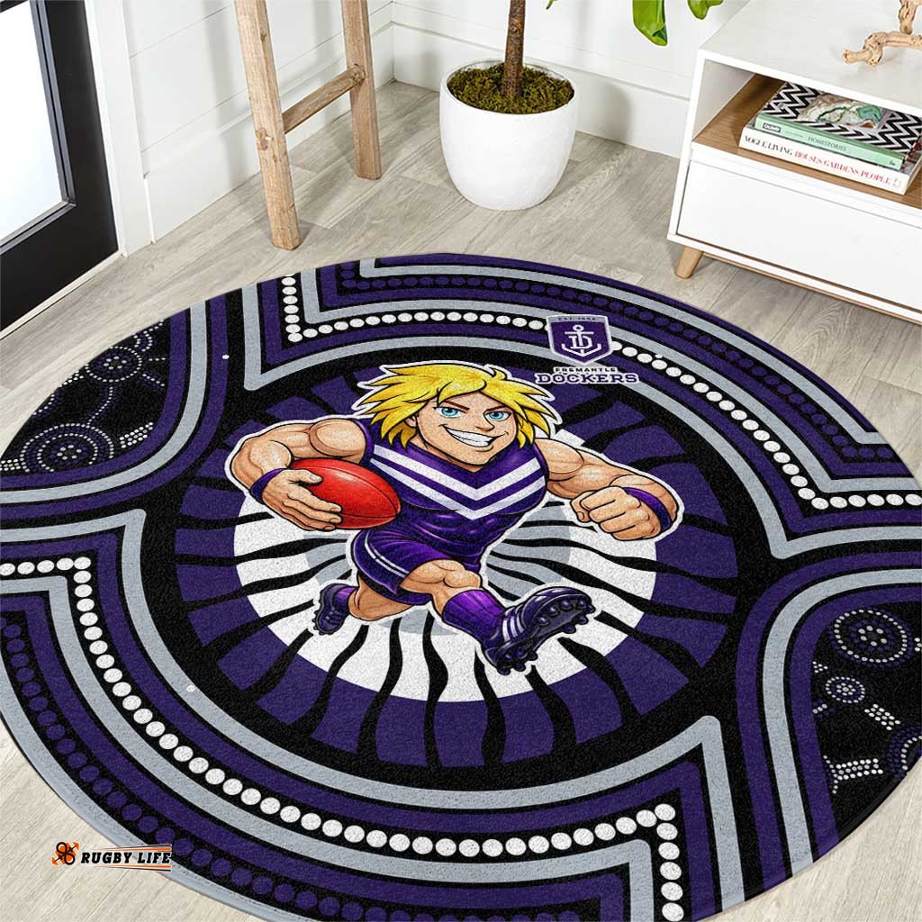 Fremantle Dockers Round Carpet Indigenous Monochrome Dot Art Mascot Style TS04