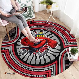 Essendon Football Club Round Carpet Indigenous Monochrome Dot Art Mascot Style TS04