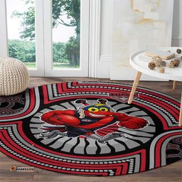 Essendon Football Club Round Carpet Indigenous Monochrome Dot Art Mascot Style TS04