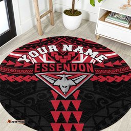 Personalized Essendon Bombers Round Carpet Polynesian Tribal Pattern Heritage Football TS04