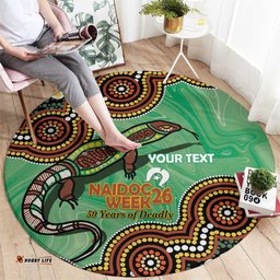 Personalised Australia Goanna NAIDOC Week 2026 Round Carpet 50 Years of Deadly Aboriginal Art LT14