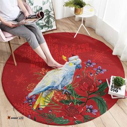 Merry Cocka-mas Round Carpet Australia Christmas Red Art LT9