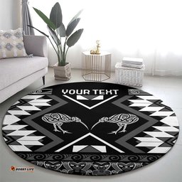 Personalised Taniko Motifs Aotearoa Round Carpet Waitangi Kowhaiwhai Kiwi - Monochrome LT7