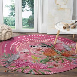 Personalized Pink Galah Aboriginal Dot Art Round Carpet Australias Breast Cancer Awareness LT9