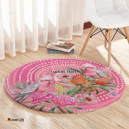 Personalized Pink Galah Aboriginal Dot Art Round Carpet Australias Breast Cancer Awareness LT9