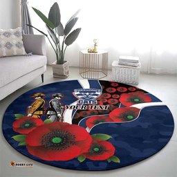 Geelong Cats ANZAC Personalised Round Carpet Lest We Forget Poppy Camo LT9