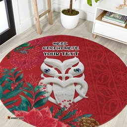 Maori Wheku Meri Kirihimete Personalised Round Carpet All Red Indigenous Maori Motif LT9