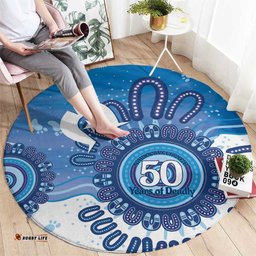 NAIDOC Week 2026 Round Carpet 50 Years Deadly Dhari Blue Aboriginal Art LT14