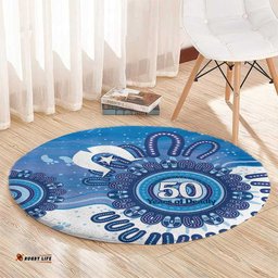 NAIDOC Week 2026 Round Carpet 50 Years Deadly Dhari Blue Aboriginal Art LT14