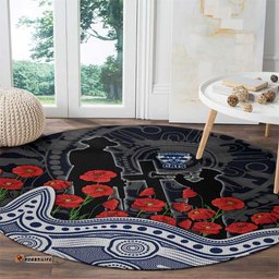 Geelong Cats ANZAC Day Round Carpet Indigenous Dot Art with Poppy Flower Tribute TS04