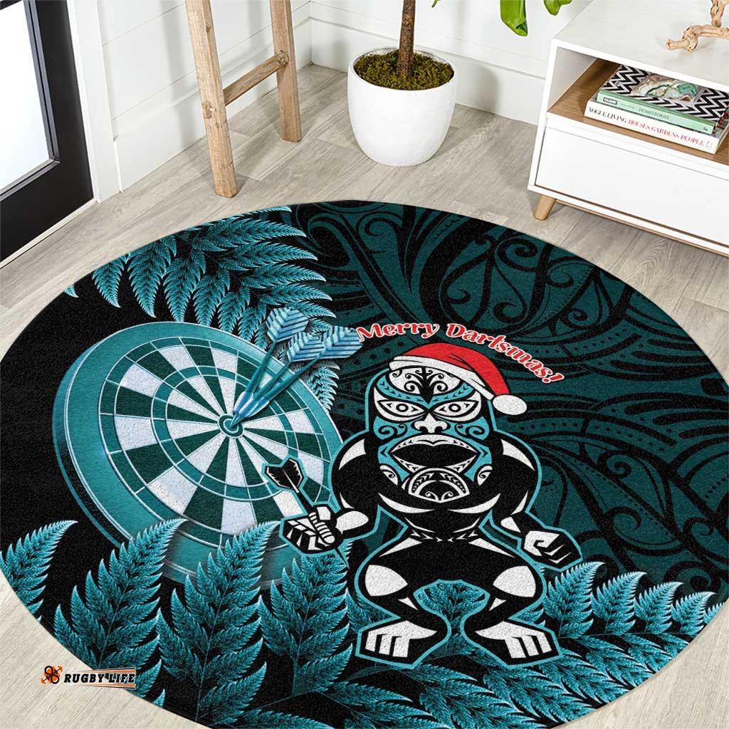 New Zealand Darts Christmas Round Carpet Maori Fern Merry Dartsmas LT14