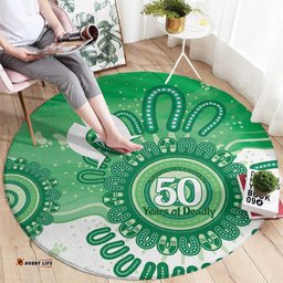 NAIDOC Week 2026 Round Carpet 50 Years Deadly Dhari Green Aboriginal Art LT14