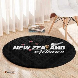 Football New Zealand Round Carpet Aotearoa United Black Version LT01