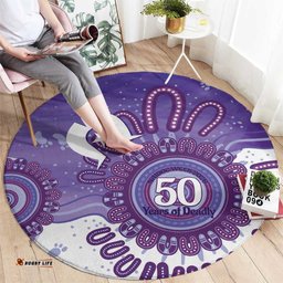NAIDOC Week 2026 Round Carpet 50 Years Deadly Dhari Purple Aboriginal Art LT14