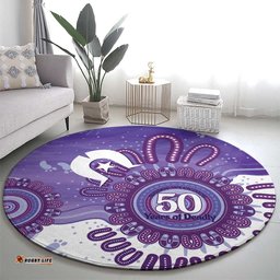 NAIDOC Week 2026 Round Carpet 50 Years Deadly Dhari Purple Aboriginal Art LT14
