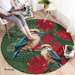 Kokaburra and Waratah Round Carpet Aboriginal Art LT9