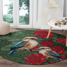 Kokaburra and Waratah Round Carpet Aboriginal Art LT9