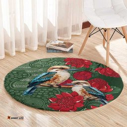 Kokaburra and Waratah Round Carpet Aboriginal Art LT9