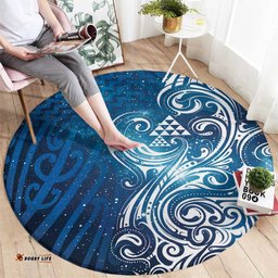 Matariki Galaxy Round Carpet Maori Taniko Pattern LT9