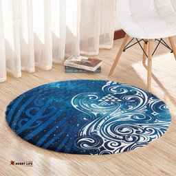 Matariki Galaxy Round Carpet Maori Taniko Pattern LT9
