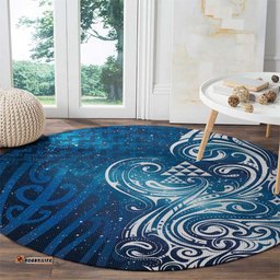 Matariki Galaxy Round Carpet Maori Taniko Pattern LT9