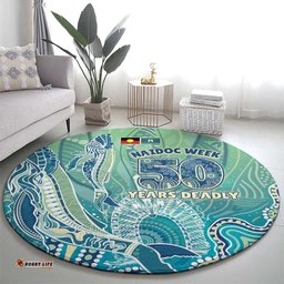 NAIDOC Week - 50 Years Deadly Torres Strait Round Carpet Pastel Waves LT7
