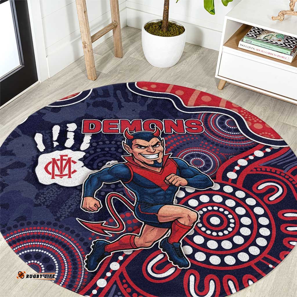 Demons Football Round Carpet Aboriginal Dot Art Pattern DT05