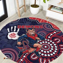 Demons Football Round Carpet Aboriginal Dot Art Pattern DT05
