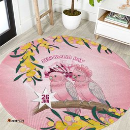 Galah Australia Day Round Carpet 26th January Golden Wattle Pink Color LT14