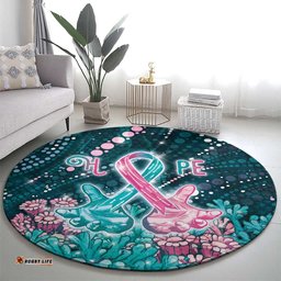 Hereditary Cancer Awareness Round Carpet Hope Ribbon With Aussie Teal Duncan Coral DT05
