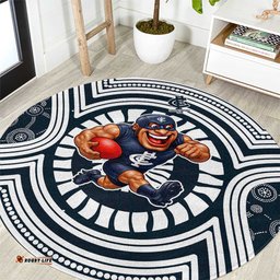 Carlton Football Club Round Carpet Indigenous Monochrome Dot Art Mascot Style TS04