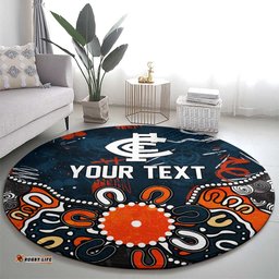 Personalized Carlton Blues Round Carpet Aboriginal Dot Painting Graffiti Style TS04