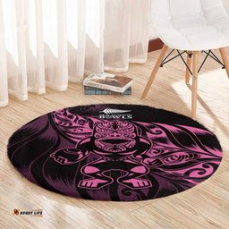 New Zealand Lawn Bowls Round Carpet Pink Maori Warrior Tribal Silver Fern LT9