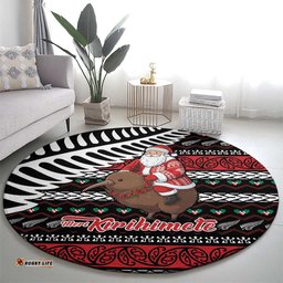 New Zealand Kiwi Santa Christmas Round Carpet He Wairua Kirihimete LT9