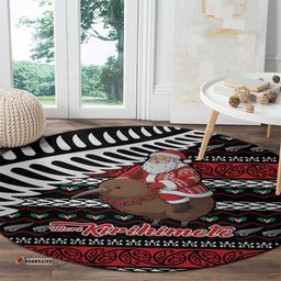 New Zealand Kiwi Santa Christmas Round Carpet He Wairua Kirihimete LT9