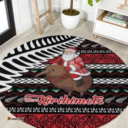 New Zealand Kiwi Santa Christmas Round Carpet He Wairua Kirihimete LT9