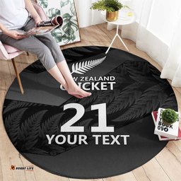 New Zealand Cricket Custom Round Carpet Potae Pango Black Fern Pattern LT9