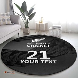 New Zealand Cricket Custom Round Carpet Potae Pango Black Fern Pattern LT9