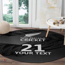 New Zealand Cricket Custom Round Carpet Potae Pango Black Fern Pattern LT9