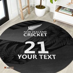 New Zealand Cricket Custom Round Carpet Potae Pango Black Fern Pattern LT9