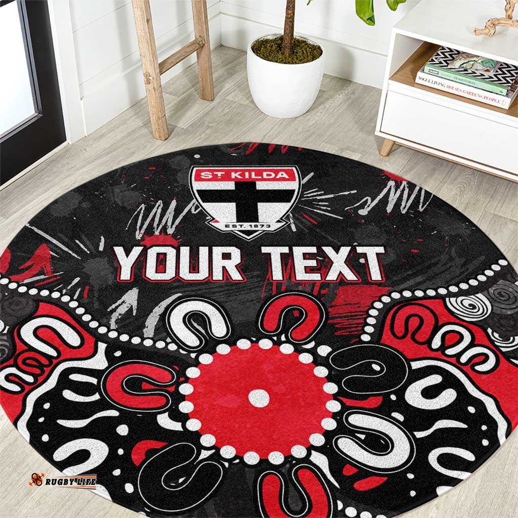 Personalized St Kilda Saints Round Carpet Aboriginal Dot Painting Graffiti Style TS04