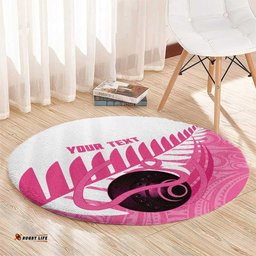 New Zealand Lawn Bowls Breast Cancer Custom Round Carpet Aotearoa Maori Silver Fern Pink Ribbon LT14