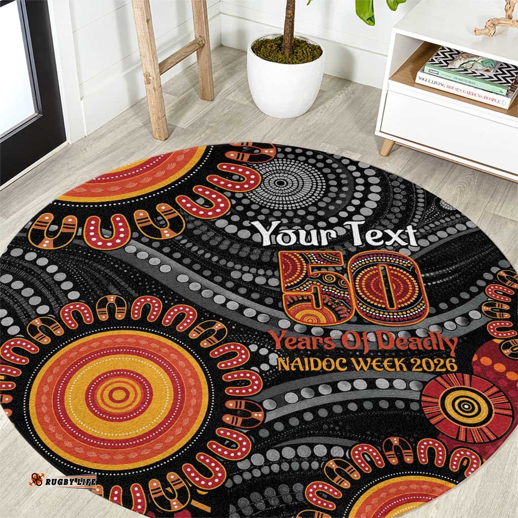 NAIDOC Week 50 Years Deadly Personalised Round Carpet Aboriginal Art LT14