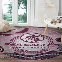 Manly Warringah Sea Eagles Rugby Round Carpet Australian Aboriginal Dot Painting Style TS04