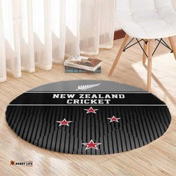 New Zealand Cricket Round Carpet Black Cap Unbeatable LT05