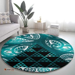 Matariki New Zealand Round Carpet NZ Niho Taniwha Maori New Year Cyan Galaxy LT14