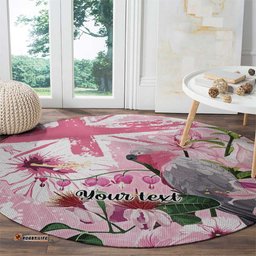 Personalised Australia Day Round Carpet Pink Parrot Bird Opal Art LT9