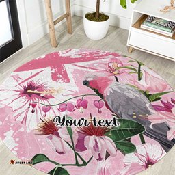 Personalised Australia Day Round Carpet Pink Parrot Bird Opal Art LT9
