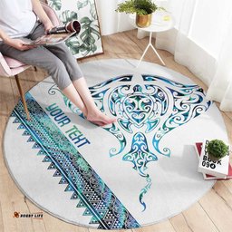 Kahui Whetu Paua shell Kowhaiwhai Taniko Personalised Round Carpet Manta Ray Shark-Turtle Maori Tribal Style LT9
